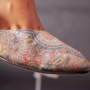 1960s Paisley Design Ankle Strap Heels